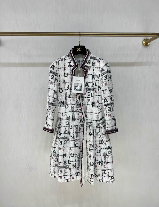 Chanel Spring 2020 Ready to Wear  White Alphabet tweed dress size 36 Brand new with tags