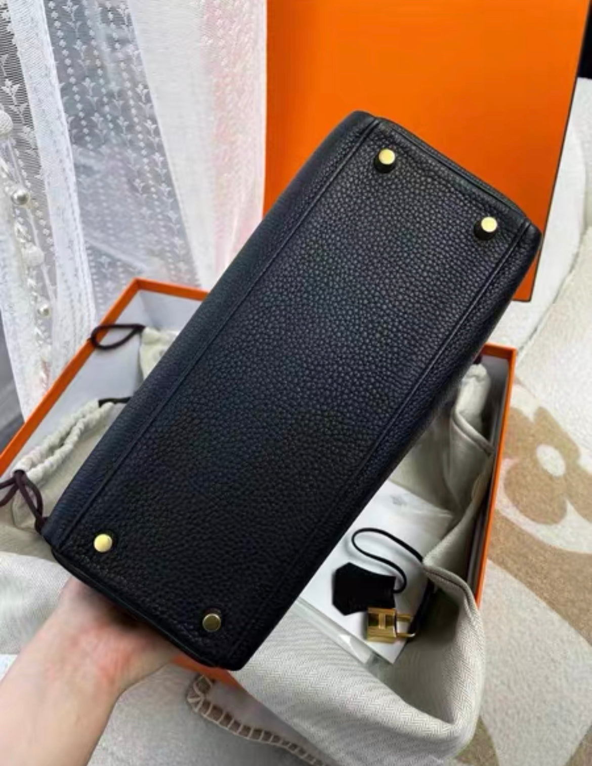 Hermes Kelly 28 Black Togo Leather Gold Hardware