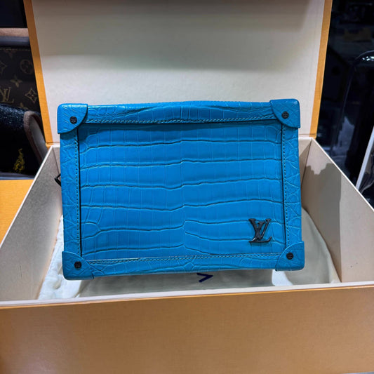 Louis Vuitton Blue Crocodile Soft Trunk Mini bag