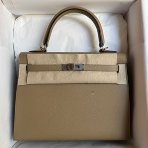 Hermes Kelly 25 Poussiere Epsom Palladium Hardware