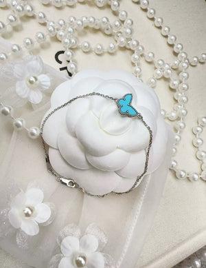 Van Cleef and Arples Sweet Alhambra Butterfly Turquoise White Gold Bracelet