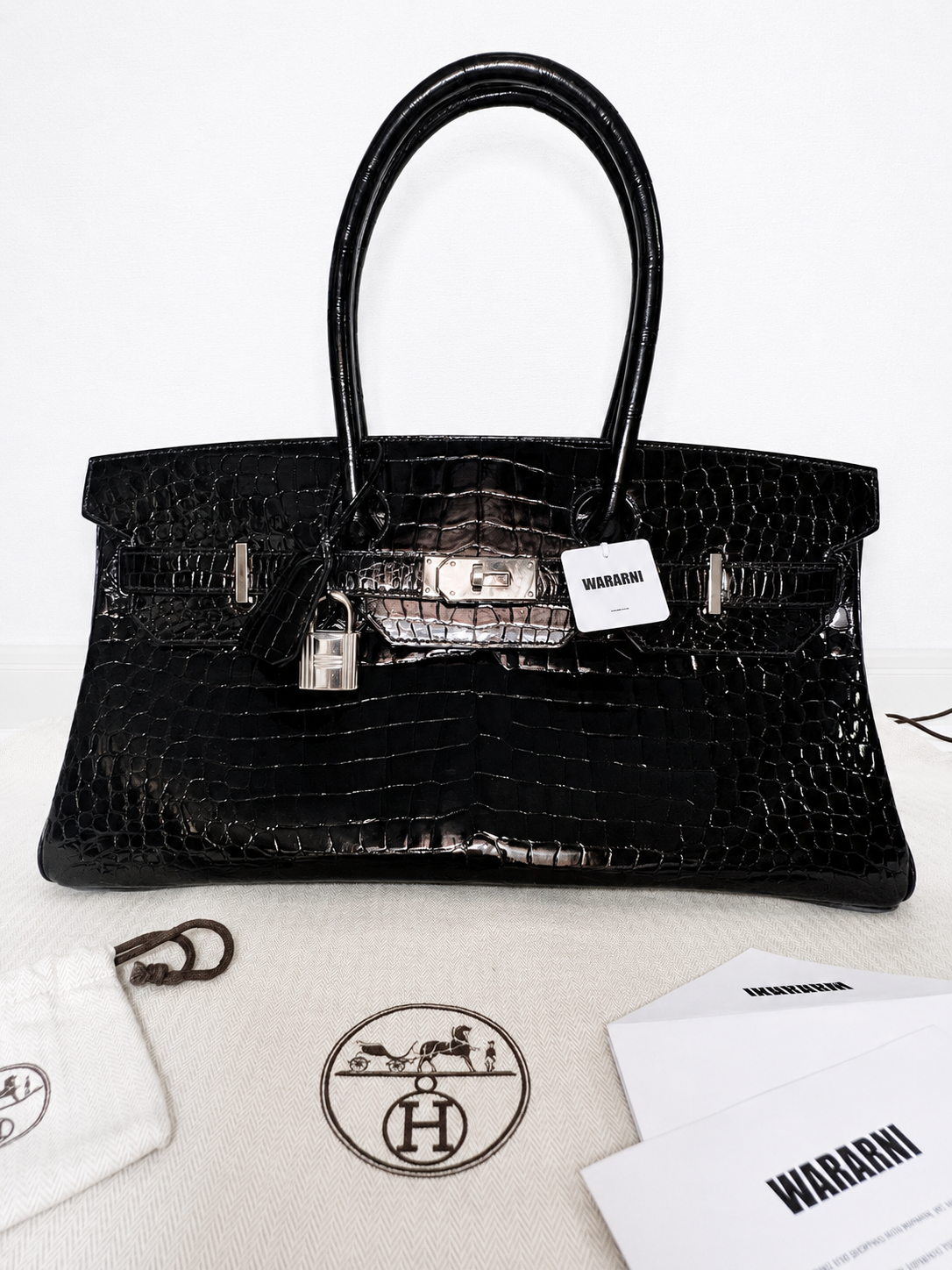 Hermès Birkin Shoulder JPG 42 Black Shiny Porosus Crocodile Palladium Hardware – Ultimate Collector’s Masterpiece