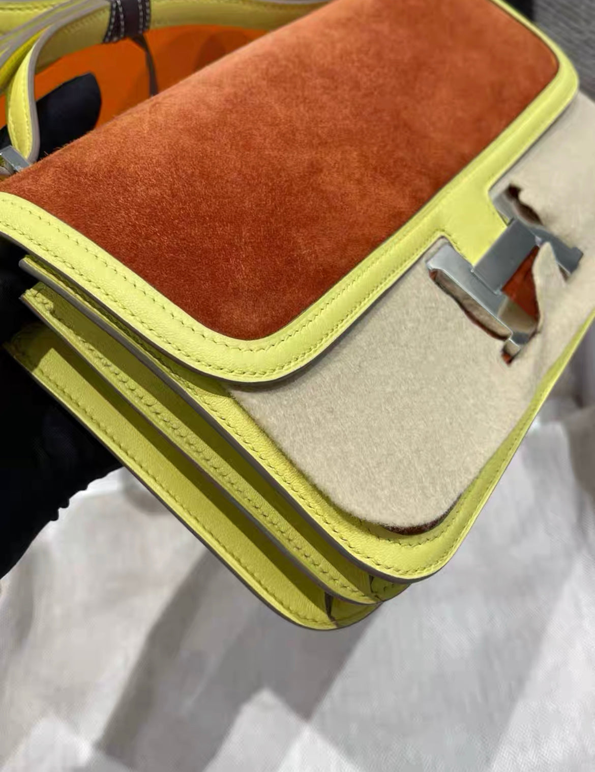 Hermès Elan Orange/Yellow Doblis Palladium Hardware
