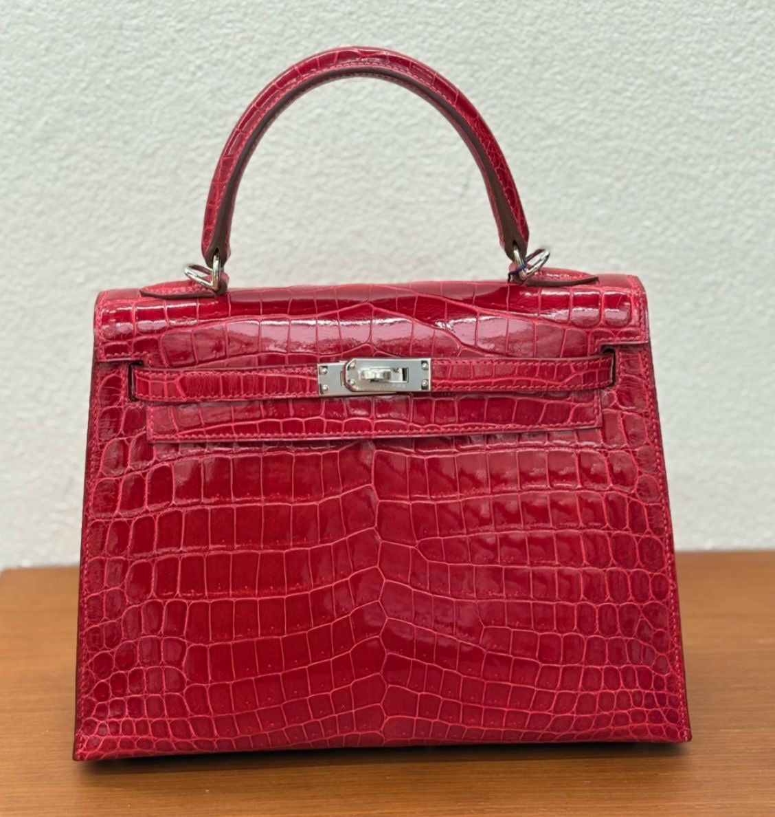 Hermes kelly 25 braise shiny niloticus palladium hardware