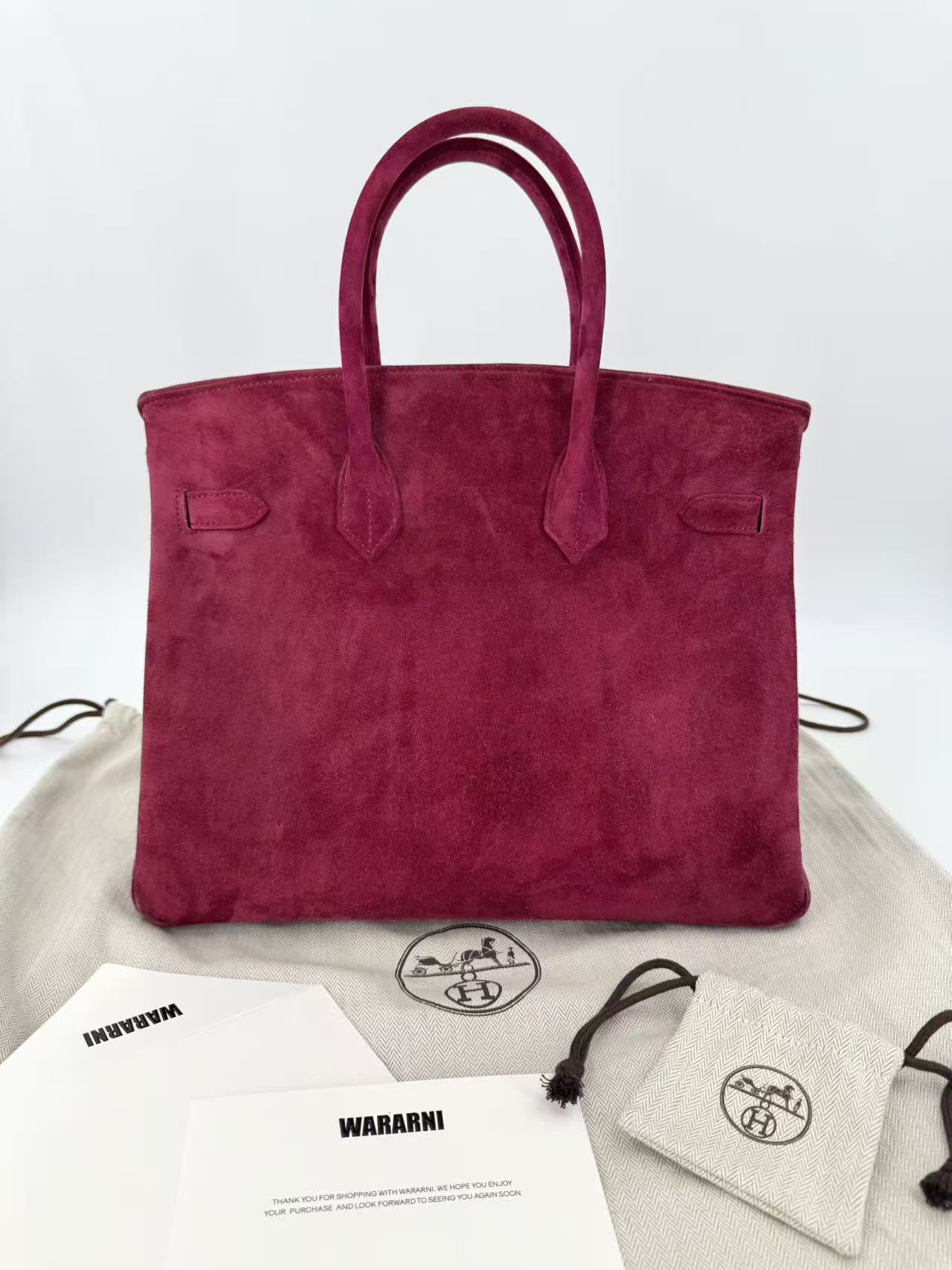 Rare* Hermès Birkin 35 raspberry pink suede doblis leather gold hardware