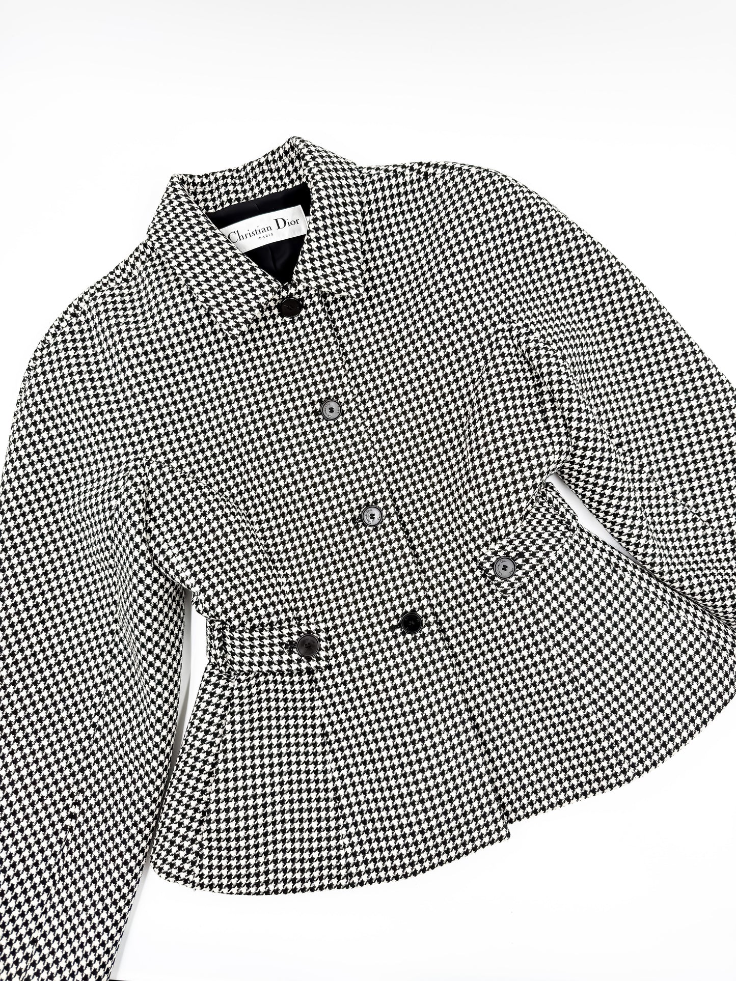 Christian Dior 2022 Houndstooth Wool Jacket — Black  White (FR 36)
