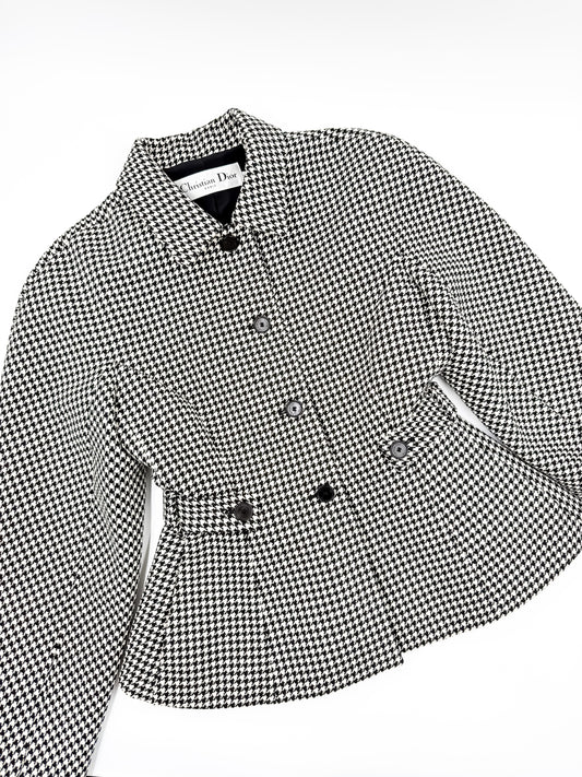 Christian Dior 2022 Houndstooth Wool Jacket — Black  White (FR 36)