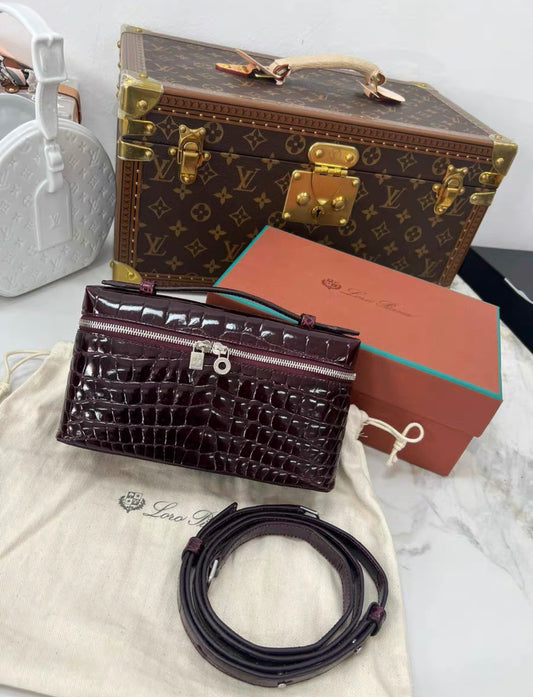 LORO PIANA Extra Pocket L19 Croc Leather Pouch
