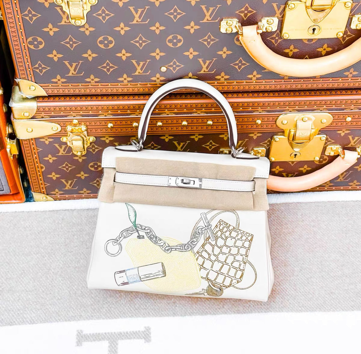 Hermès Kelly Retourne 25 In  Out Nata Swift Palladium Hardware