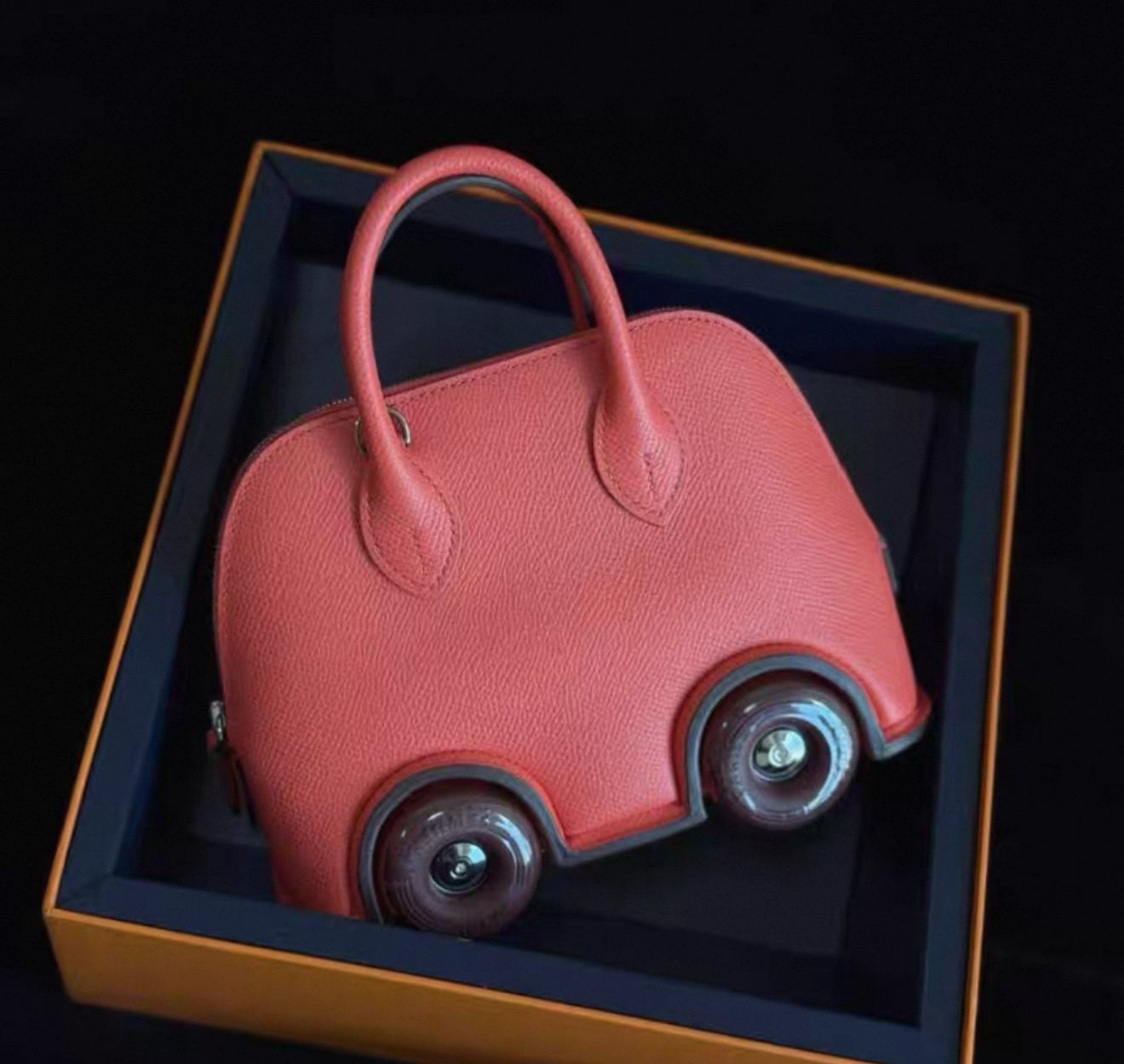 Hermès Bolide on Wheels 1923 Rose Texas rouge H Epsom Leather Palladium Hardware