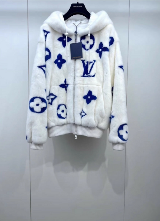 Louis Vuitton white  blue mink fur coat