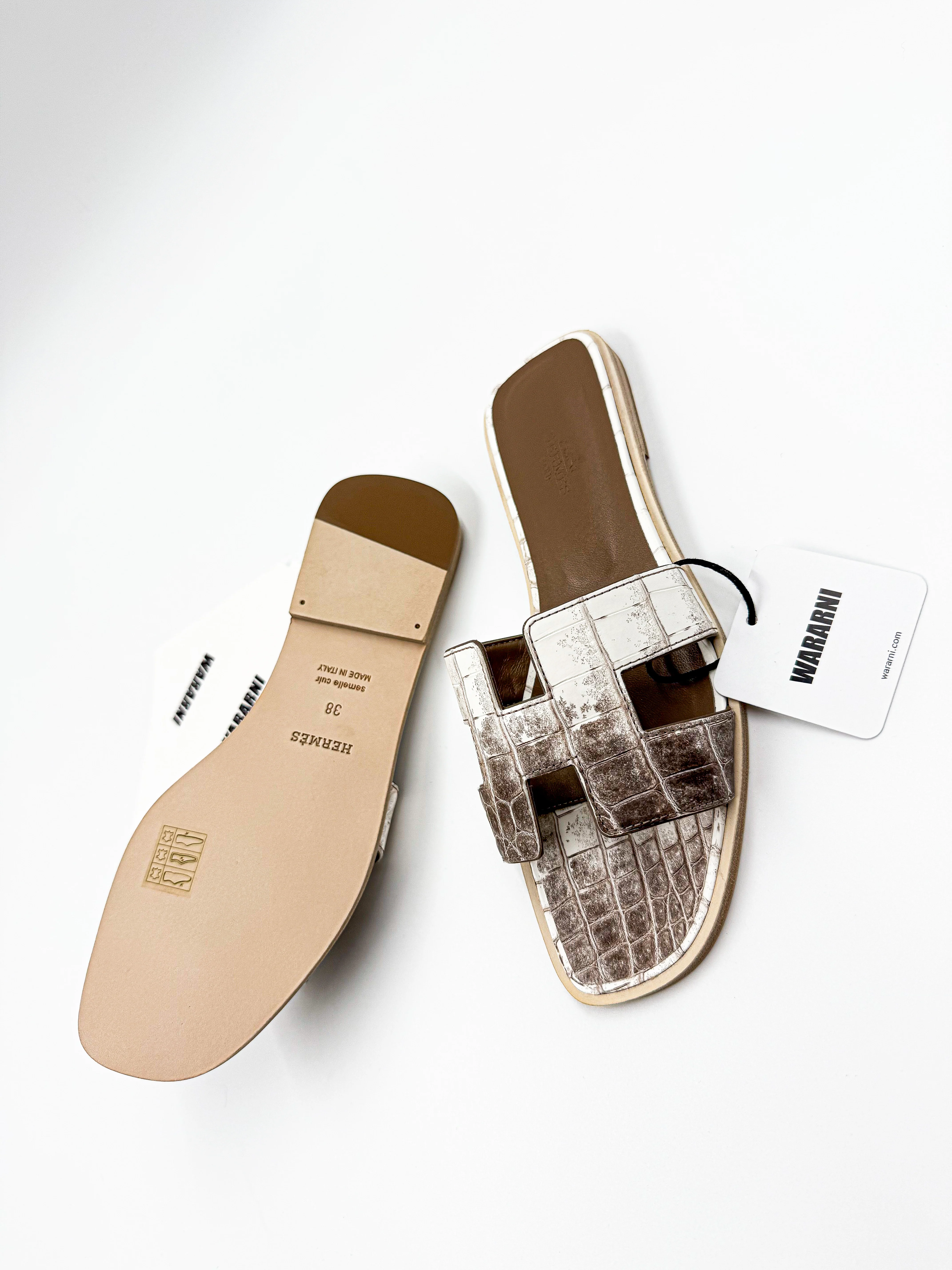 Hermès Oran Sandals in Himalaya Niloticus Crocodile - size 38
