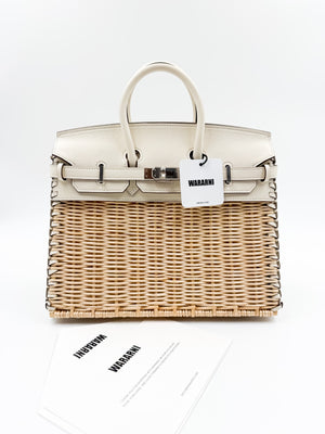 Limited Edition Hermes Birkin 25 Picnic Nata Palladium Hardware