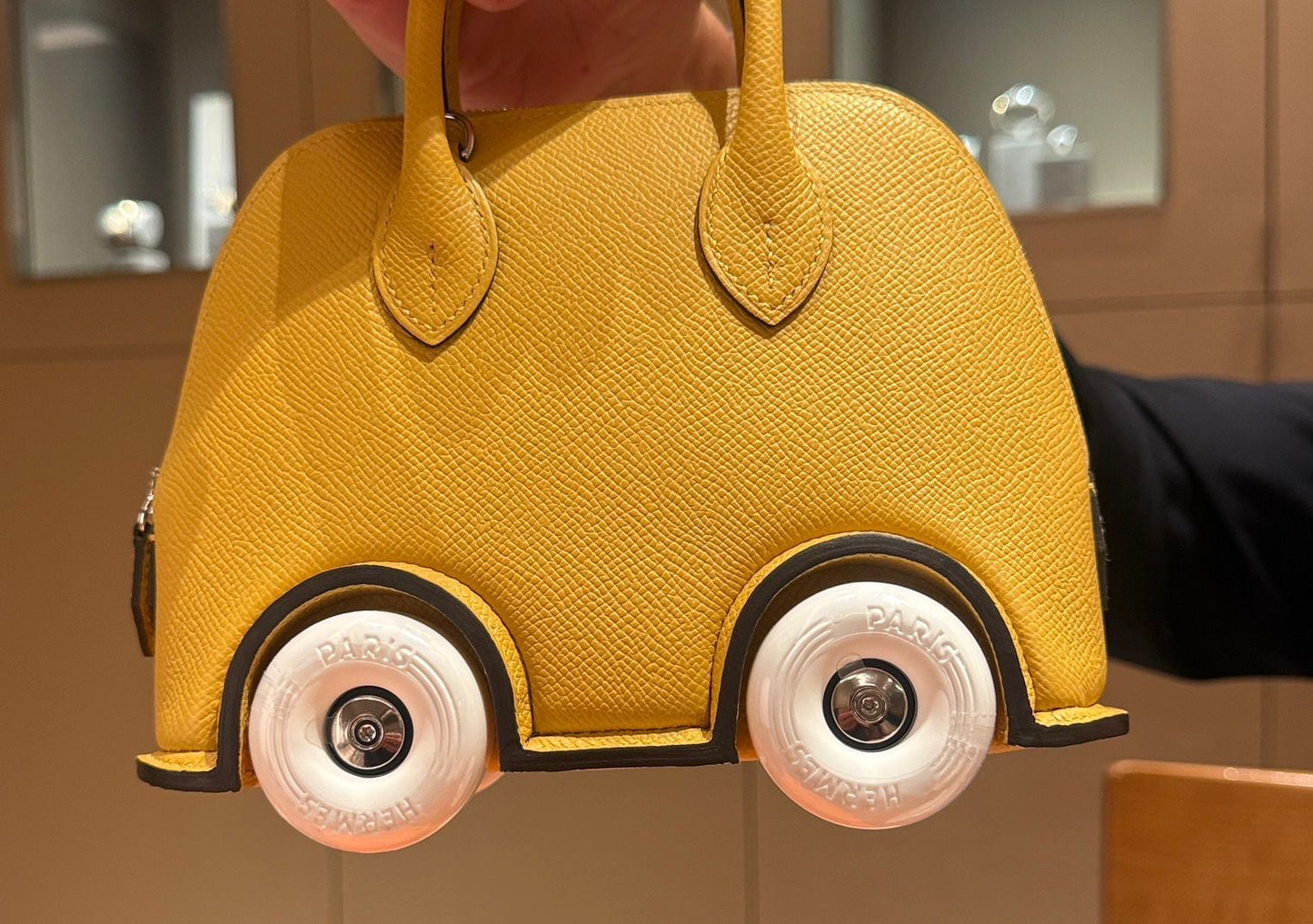 Hermes Mini Bolide On Wheels Paille Epsom Palladium hardware