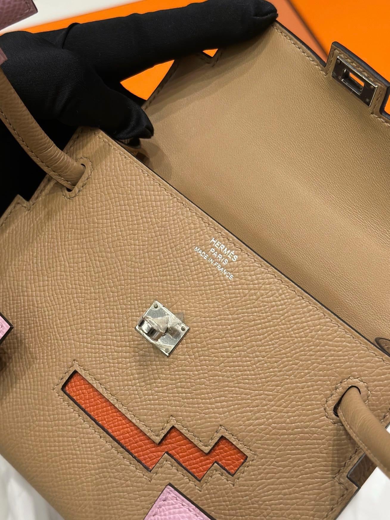 HERMÈS PICTO KELLY DOLL QUELLE IDOLE CHAI, MAUVE SYLVESTRE, BLEU CELESTE AND TERRE BATTUE EPSOM PALLADIUM HARDWARE