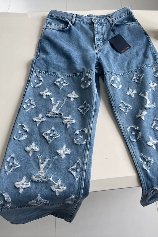 Rare LV Louis Vuitton denim logo pants