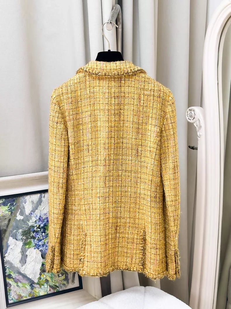 Chanel 2011 Bombay Collection yellow tweed jacket