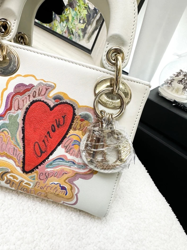 Dior Valentines Day limited edition white Lady Dior bag