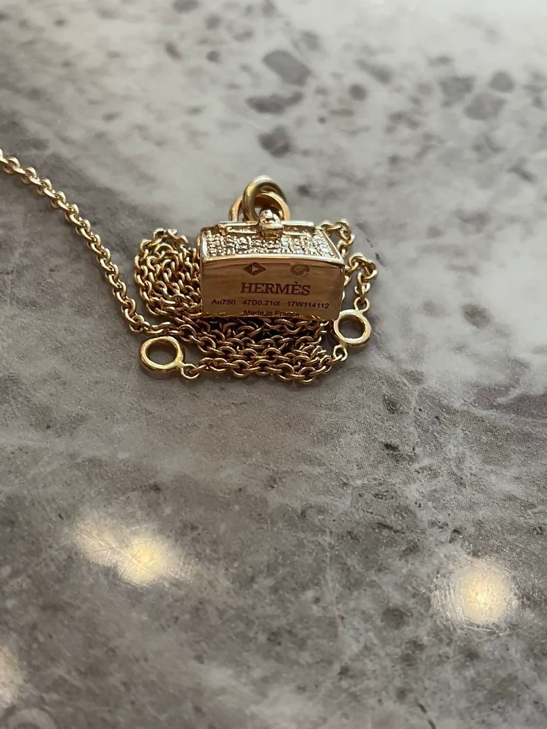 Hermès Kelly necklace, full diamond rose gold,