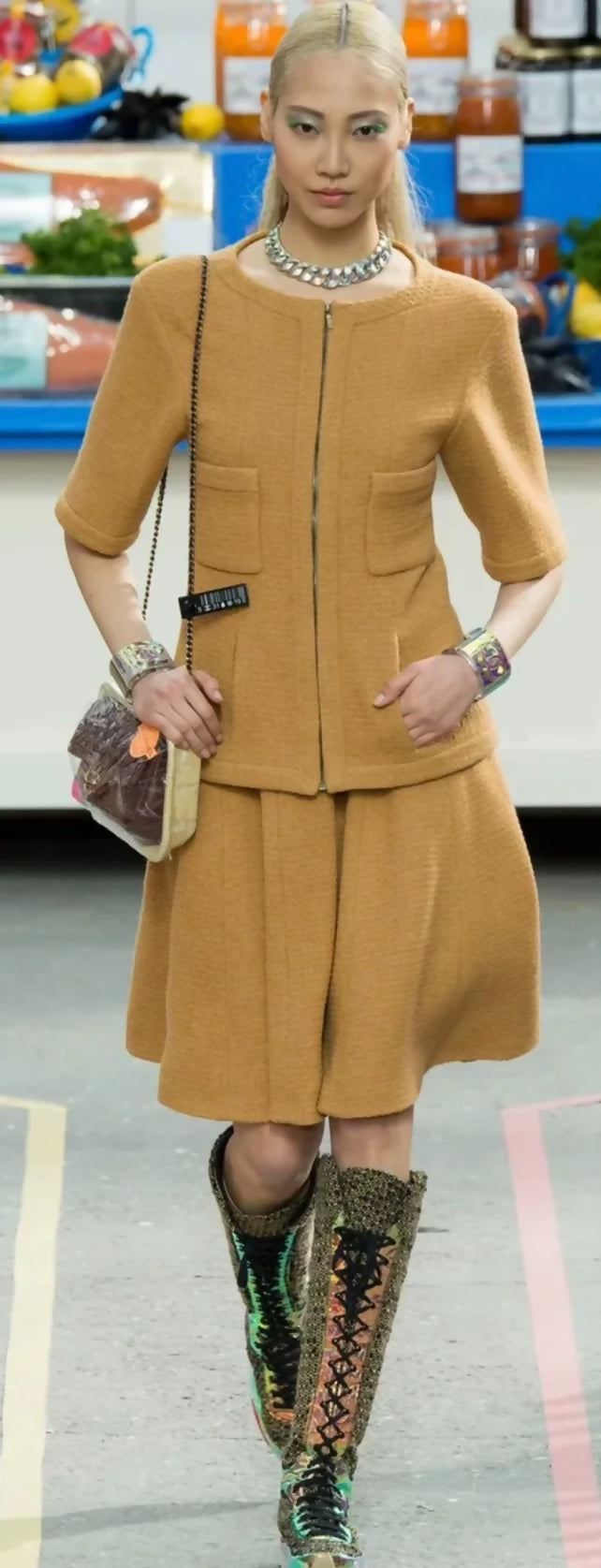 Chanel Supermarket Collection 14B, mustard yellow jacket  skirt