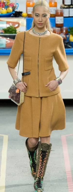 Chanel Supermarket Collection 14B, mustard yellow jacket  skirt