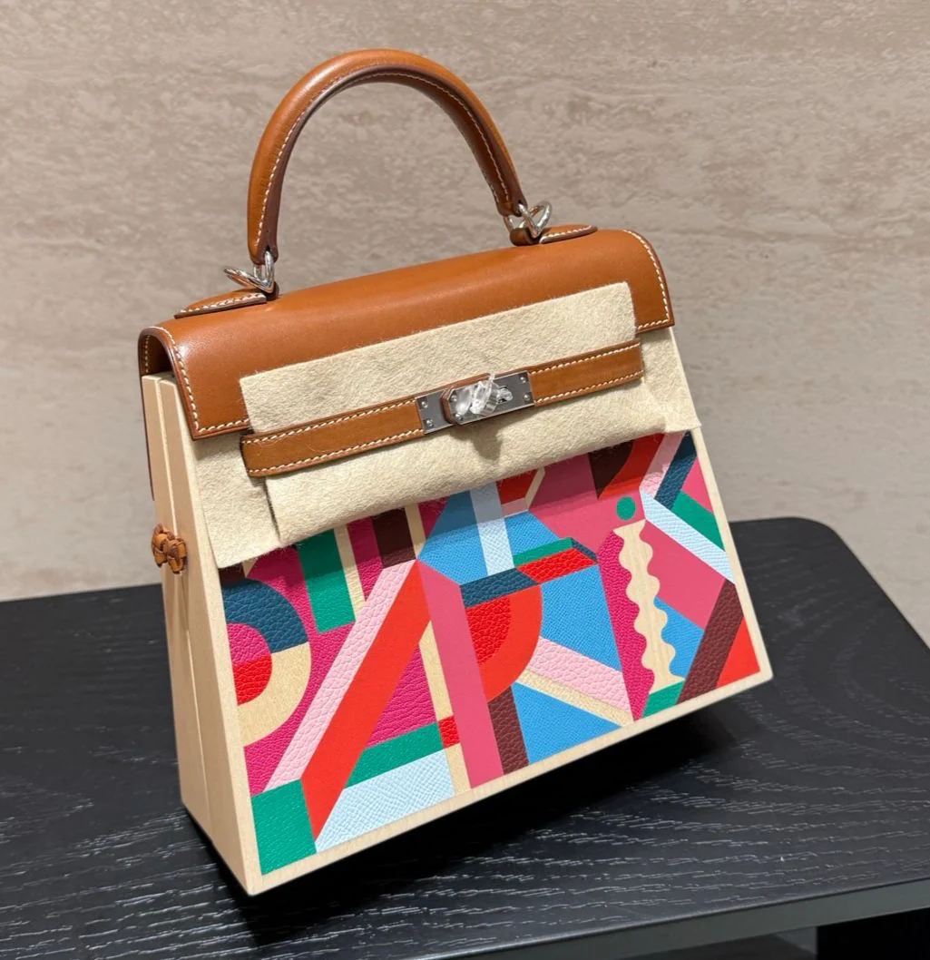 Hermes Kelly Wood Multicolor Fauve Barenia/Oak Palladium hardware
