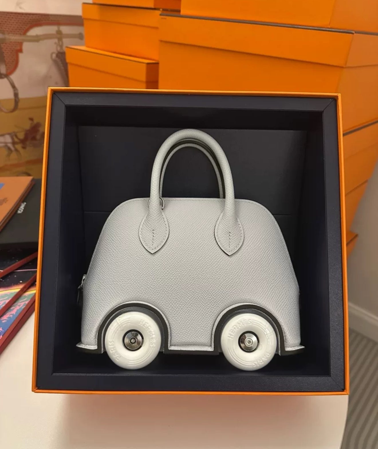 Hermès Limited Edition Gray Epsom Bolide On Wheels Palladium Hardware