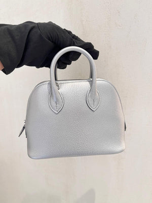 Hermes Mini Bolide Argente Chevre leather Palladium Hardware