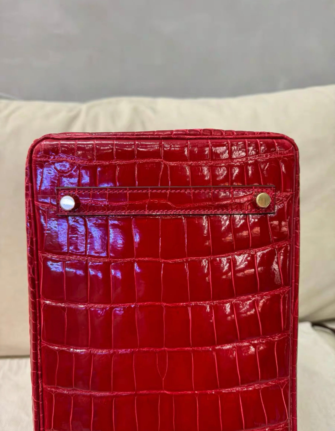Hermes Birkin 35 Red Shiny Crocodile leather Gold Hardware Handbag