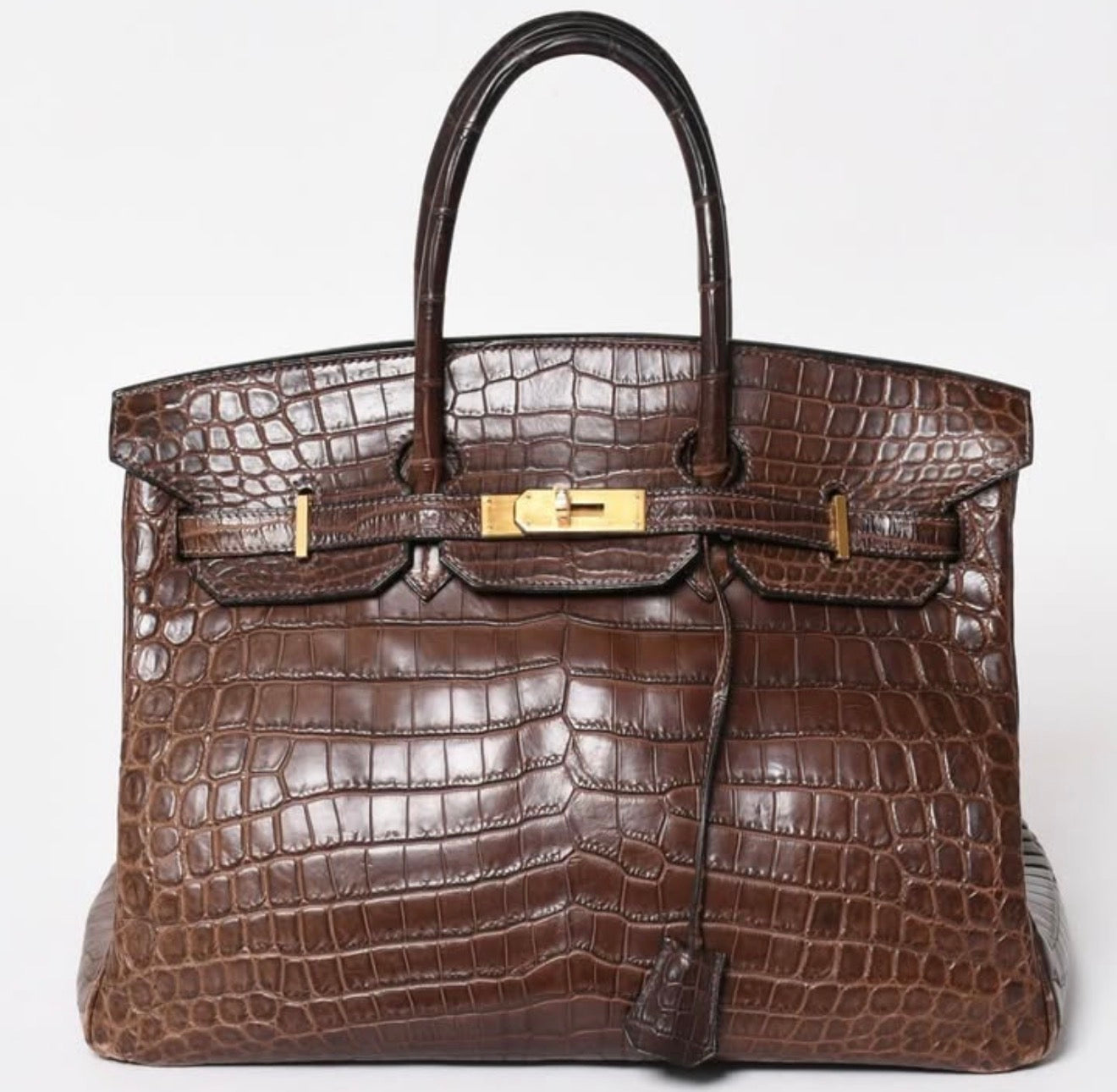 Hermes Birkin 35 Gris Elephant Niloticus Matte alligator leather gold hardware