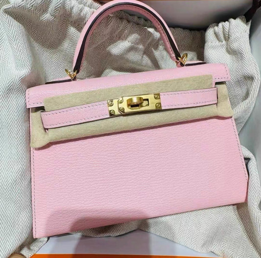 Hermes Mini Kelly ROSE SAKURA  ROSE MEXICO CHÈVRE LEATHER WITH GOLD HARDWARE