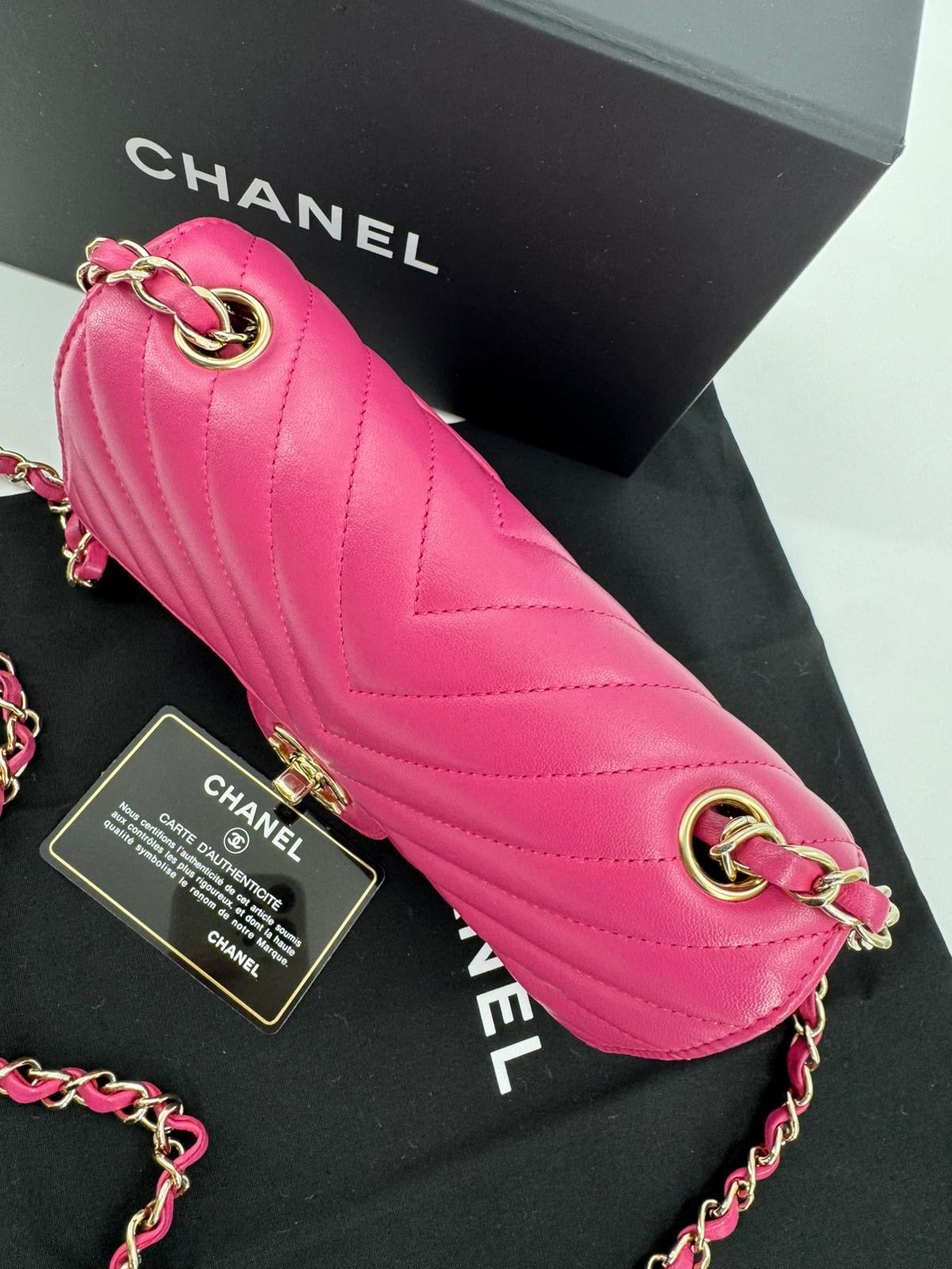 Chanel pink Lambskin Chevron Quilted Medium Double Flap