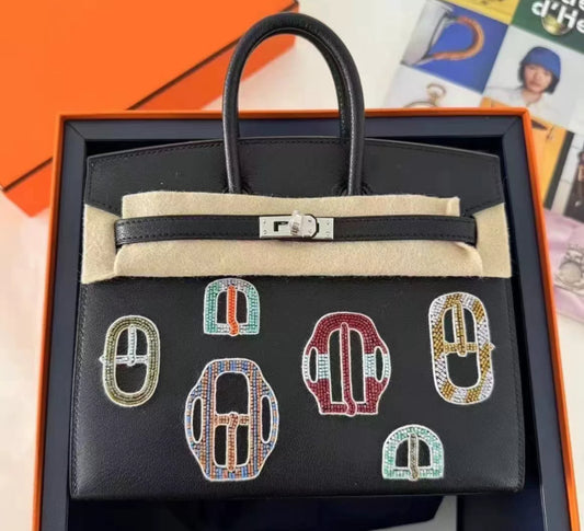 Limited Edition Hermes Birkin 20 Sellier Bouclerie Moderne Black Chèvre Palladium Hardware