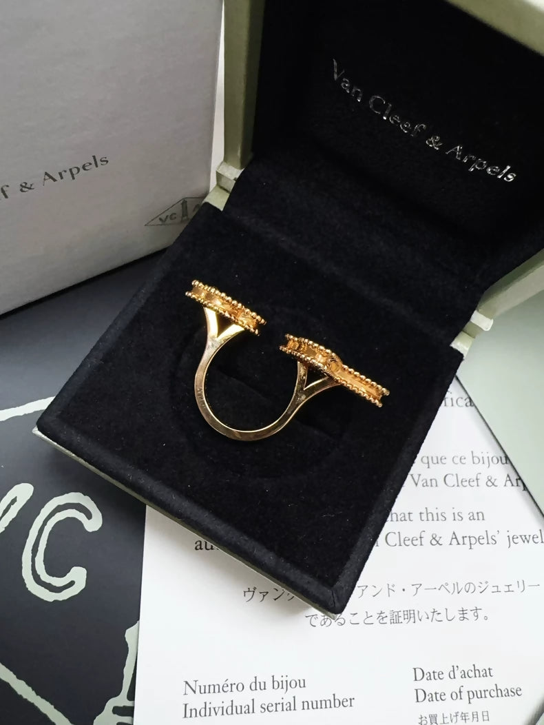 Van Cleef Arpels VCA Mother of Pearl and Tigers Eye Ring, Ring Size 51