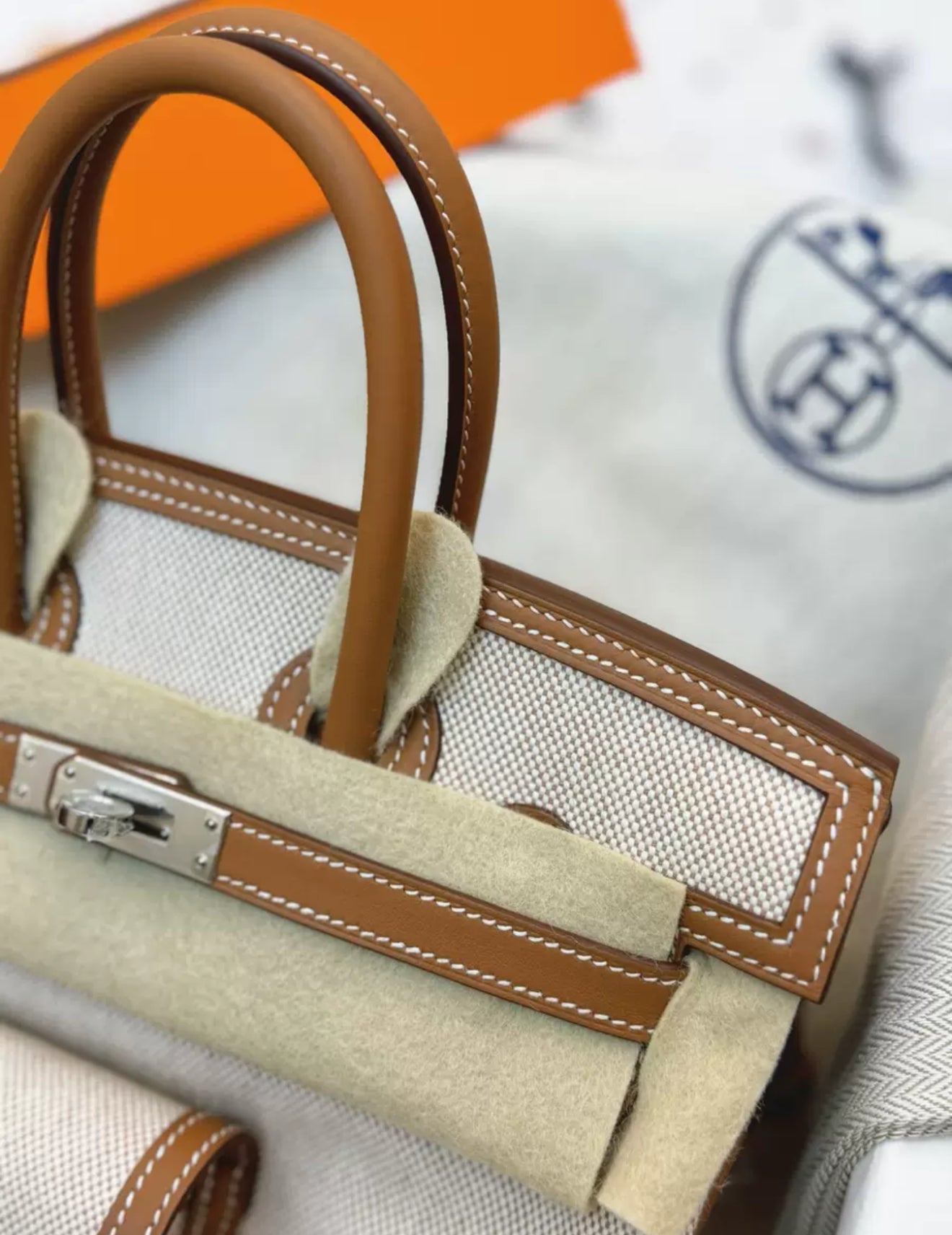 HERMÈS Limited Edition Birkin Cargo 25 in Gold Swift leather and Canvas with Palladium hardware