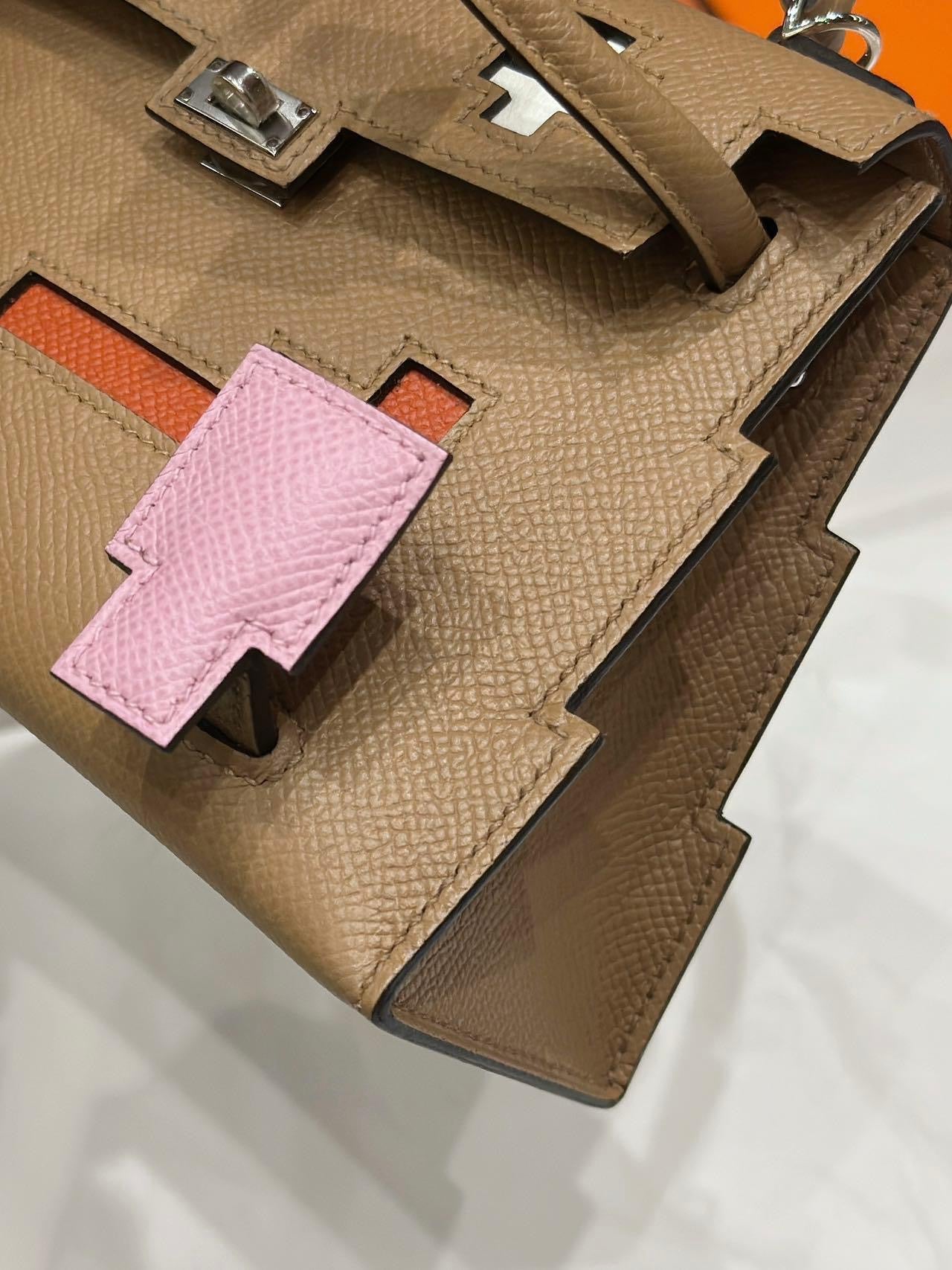 HERMÈS PICTO KELLY DOLL QUELLE IDOLE CHAI, MAUVE SYLVESTRE, BLEU CELESTE AND TERRE BATTUE EPSOM PALLADIUM HARDWARE