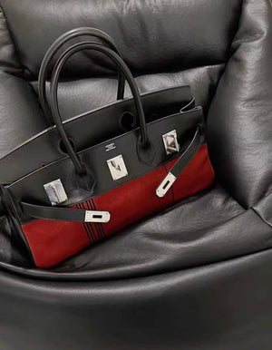 Hermès shoulder birkin Burgundy Potamos Canvas and Black Box Calf Palladium Hardware
