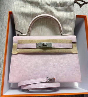 Hermes Mini Kelly 20 Mauve Pale Epsom Palladium hardware