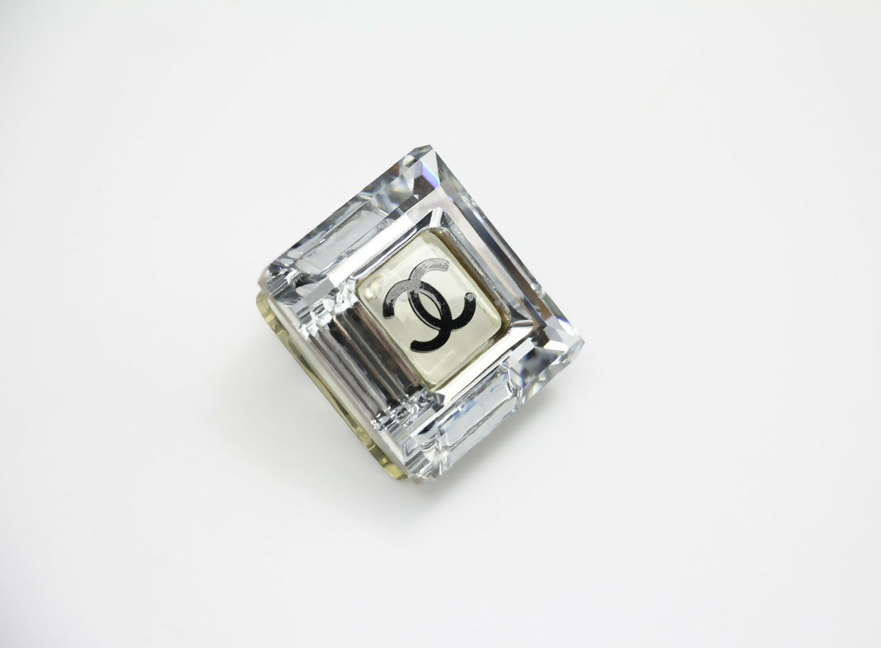 Chanel Vintage 05A Resin Mirrored Square Coco Mark Translucent Brooch