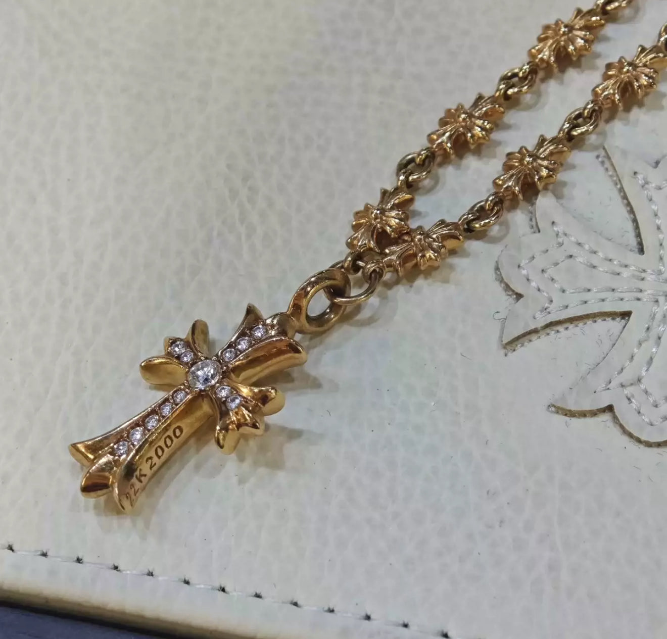 Chrome Hearts 22K Diamond Cross Pendant Necklace