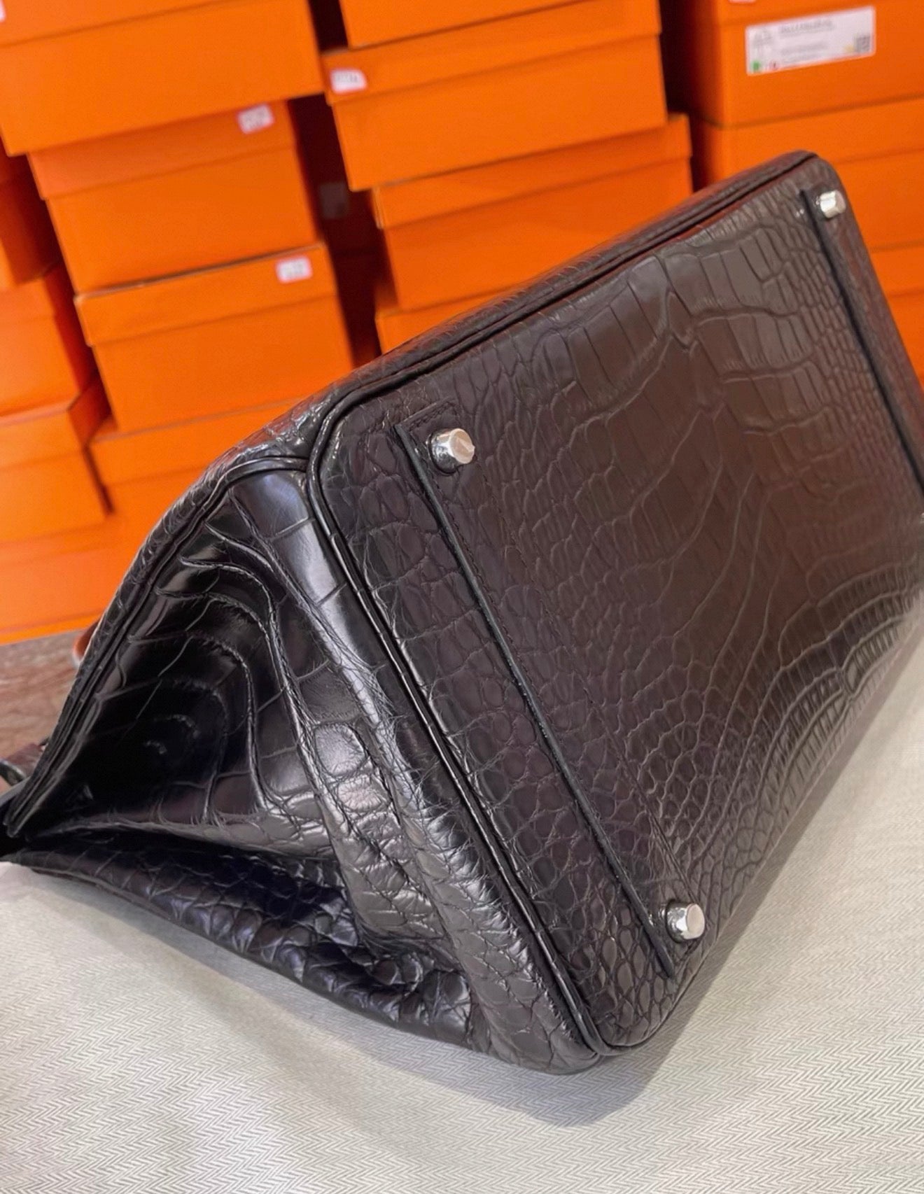 Hermes Birkin 40 black matte alligator leather palladium hardware