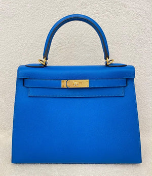 Hermes Kelly 28 sellier blue Izmir Epsom gold hardware