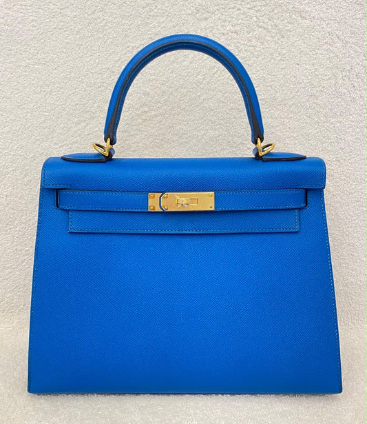 Hermes Kelly 28 sellier blue Izmir Epsom gold hardware
