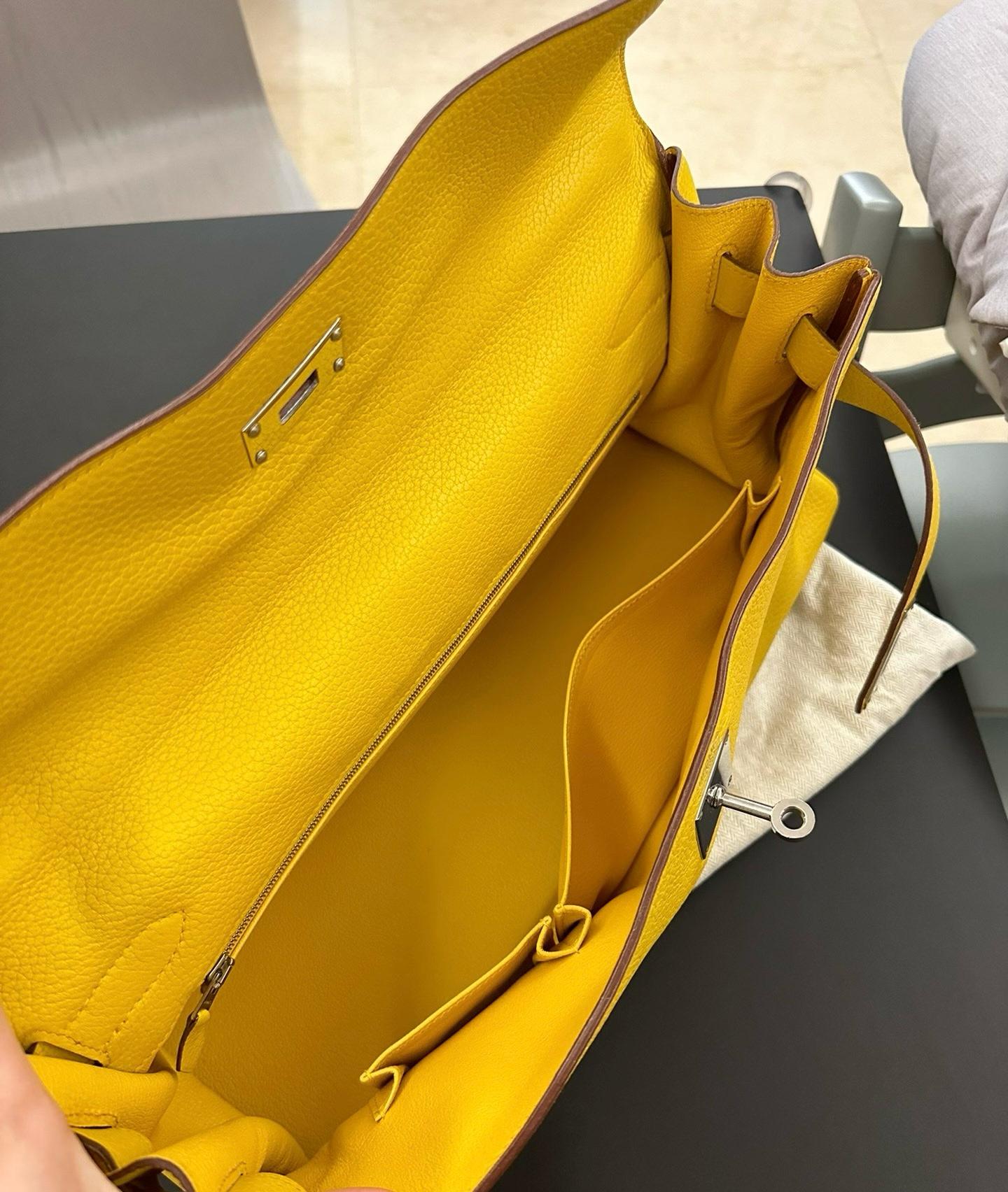 Hermes Shoulder Kelly Yellow Togo Leather Palladium Hardware