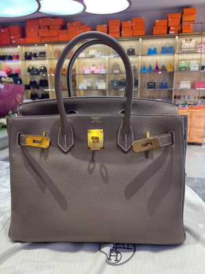 Hermes Birkin 30 Etoupe Togo Leather Gold Hardware