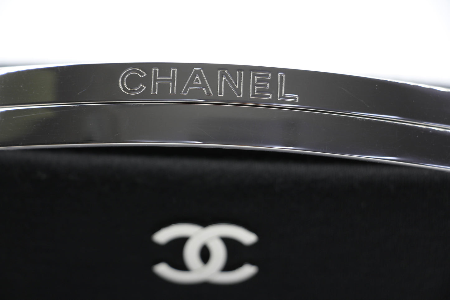 Chanel vintage black clutch with silver hardware handle