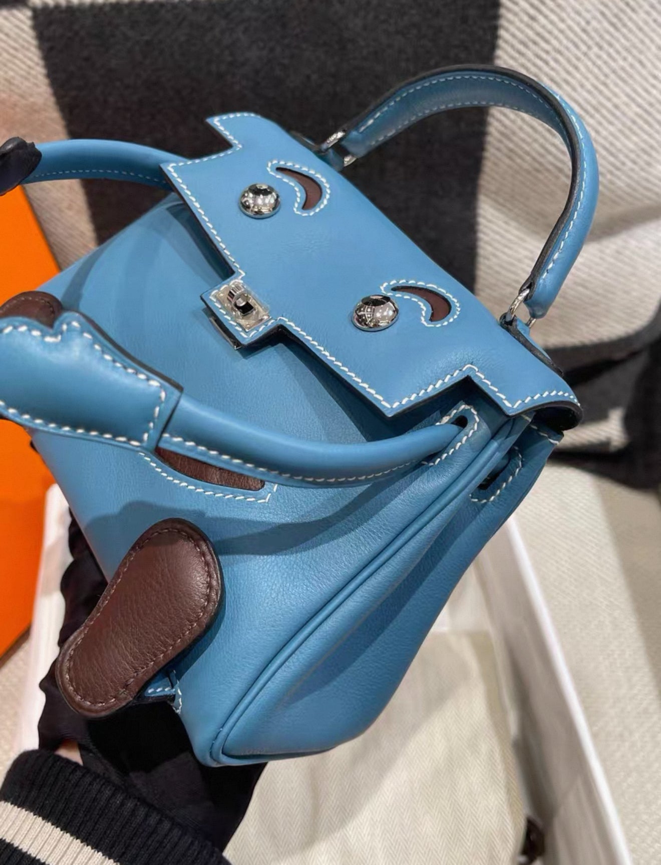Hermès Kelly doll blue denim swift leather palladium hardware