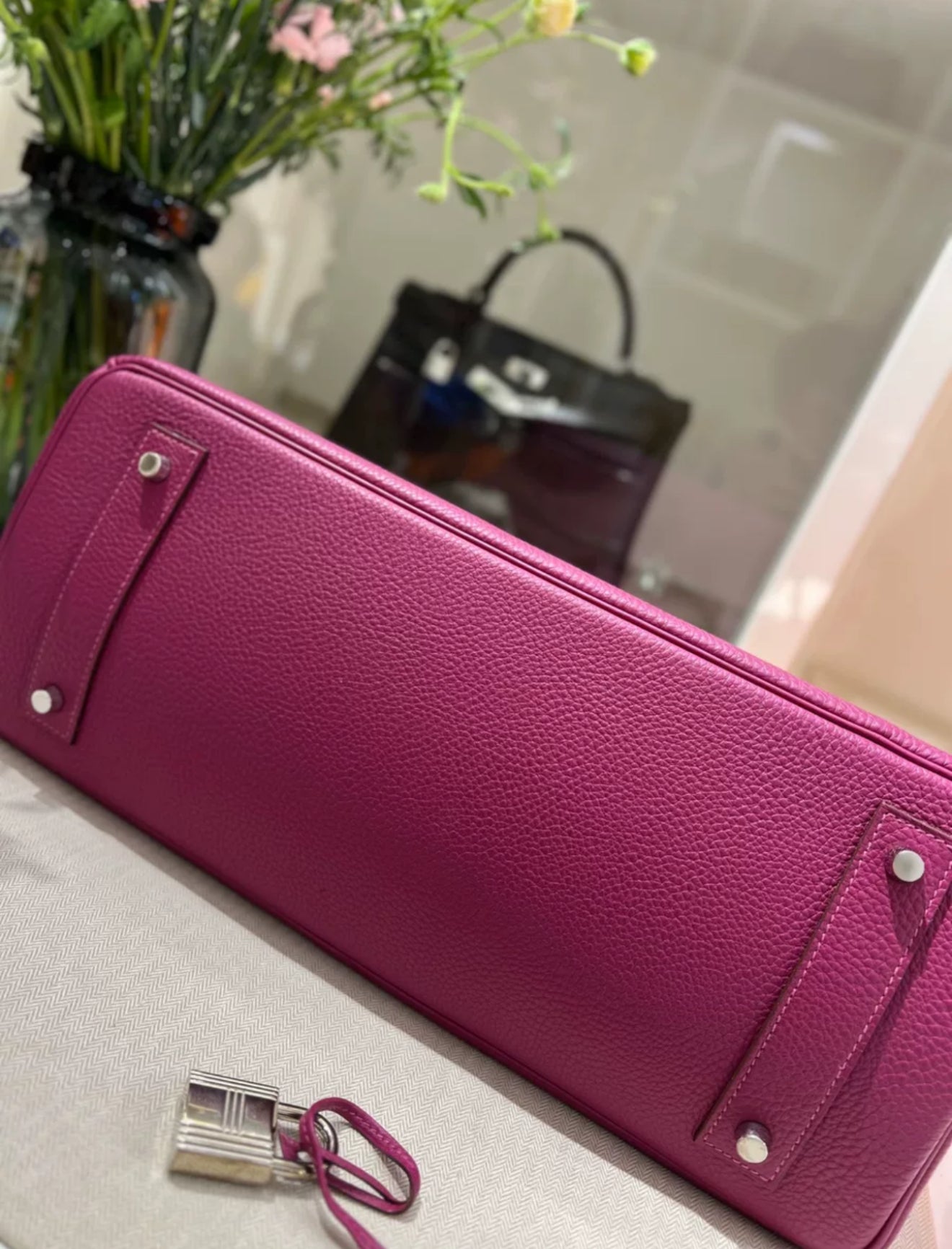 HERMÈS Birkin Shoulder Rose Pourpre Togo Leather Palladium Hardware