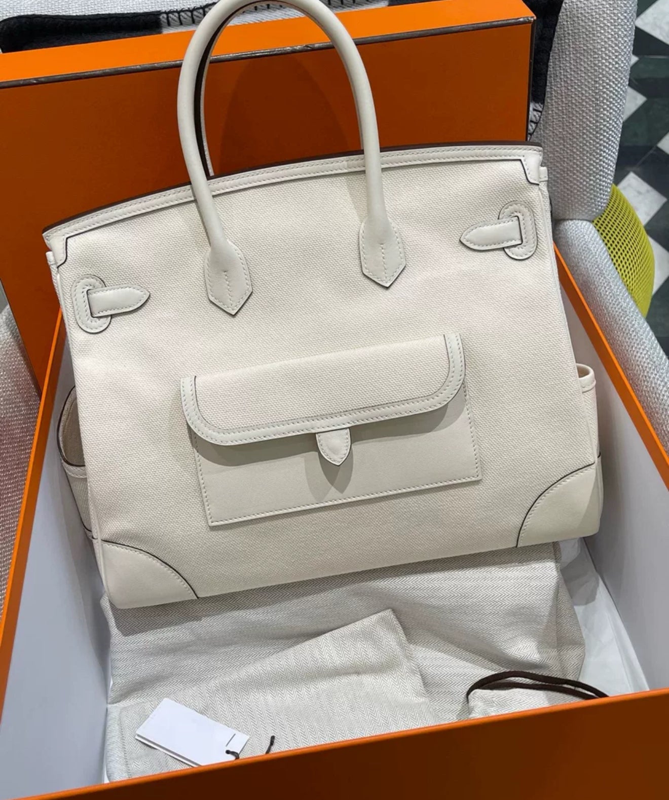 Hermès Birkin Cargo 35 Nata Toile and Swift Palladium Hardware