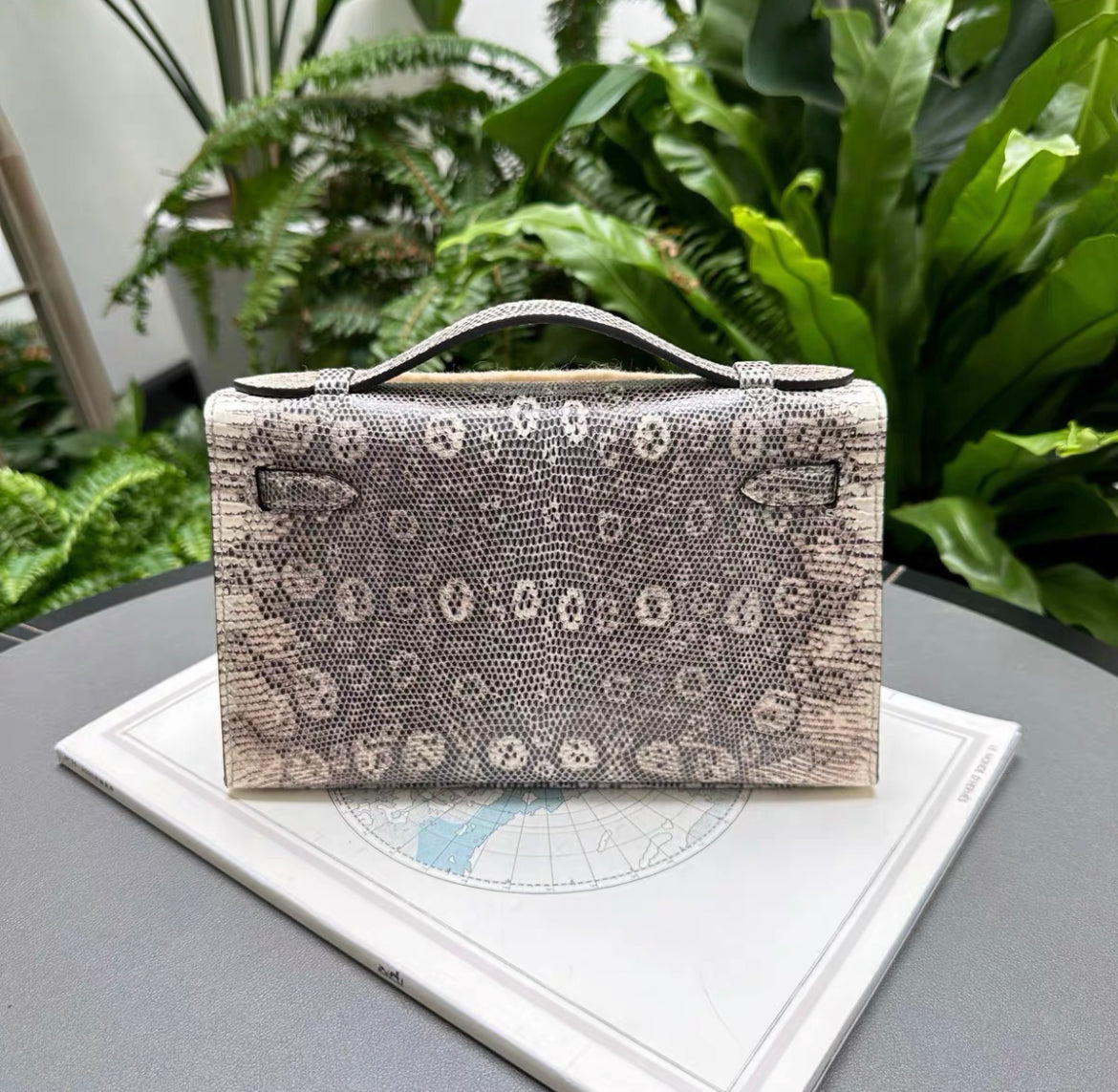 Hermes Kelly Pochette Ombre Lizard Gold Hardware